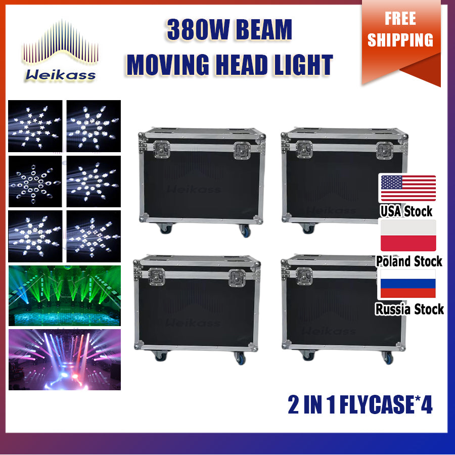 0 Tax 4Pcs Flight Case For  Beam 380W 20r Moving Head Light Beam 20r Bulb Moving Head Lights Beam Spot Wash Stage Lights