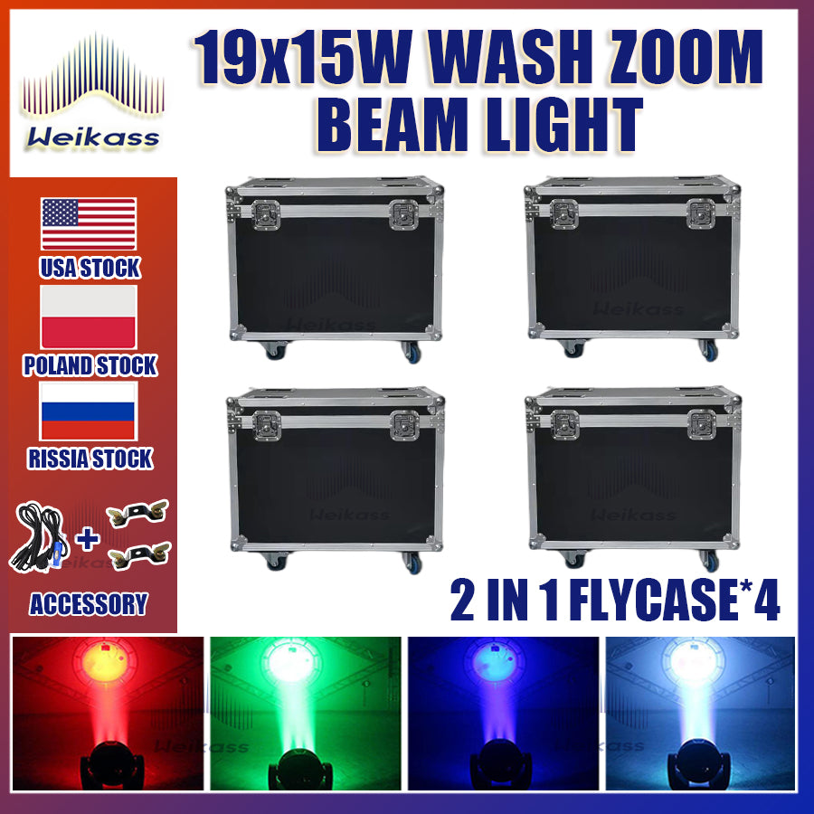 0 Tax 1-16Pcs 19x15W Led Moving Head Zoom Lyre Wash Light RGBW Beam Effect Perfect For Stage TV Theatre And TV Studio