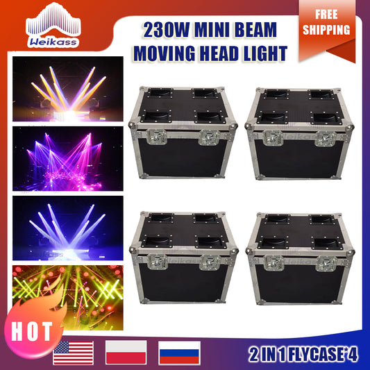 0 Tax 4Pcs Flightcases (no light) for Mini 230W 7R Sharpy Beam Stages DJ Moving Head Light  For DJ Disco Parties Wedding DMX Stage