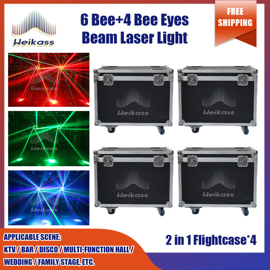 0 Tax 4Flight Case For 6 Arms 6in1 RGBW LED Moving Head Light By Sound Activated And DMX 512 For DJ Stage Party Music Pub