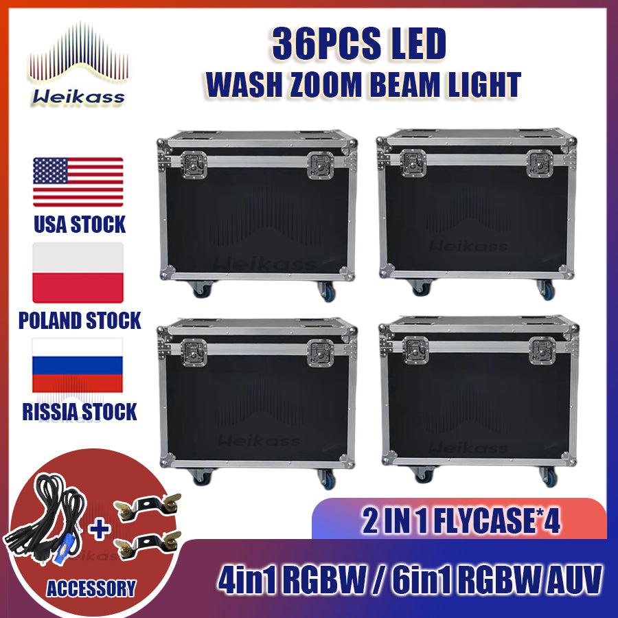 0 Tax 1-12pcs Lyre Zoom Wash Led 36x12w 4in1 With Hardcase Led Wash Zoom Moving Head Light 36x18W RGBWA+UV 6in1 Moving Head Wash