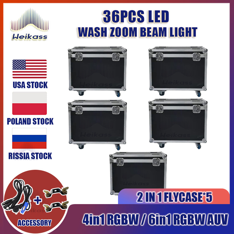 0 Tax 1-12pcs Lyre Zoom Wash Led 36x12w 4in1 With Hardcase Led Wash Zoom Moving Head Light 36x18W RGBWA+UV 6in1 Moving Head Wash