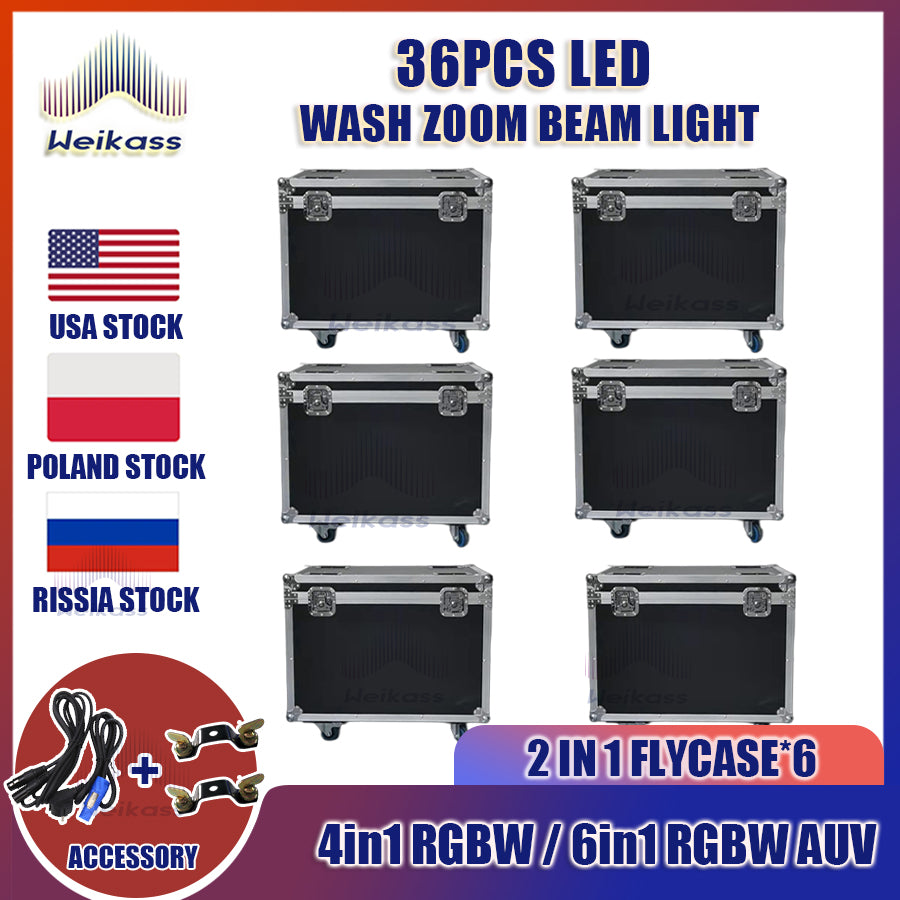 0 Tax 1-12pcs Lyre Zoom Wash Led 36x12w 4in1 With Hardcase Led Wash Zoom Moving Head Light 36x18W RGBWA+UV 6in1 Moving Head Wash