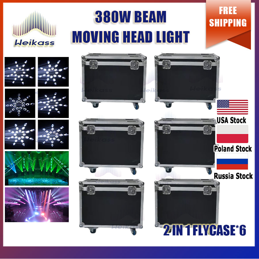 0 Tax 6Pcs Flight Case For Beam 380W 20r Moving Head Light 20r Beam Light Beam 380W Gobo Moving Head Lighting Wash Stage Lights