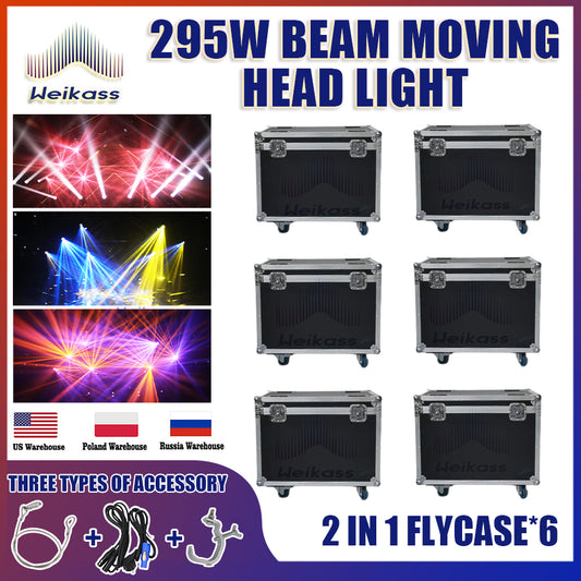 0 Tax 6 Flycase For 295W Moving Head Light Beam 8+8+8 Rotating Prisms 17 Gobos 14 Color Rainbow Effect Lens DJ Party Stage Christmas