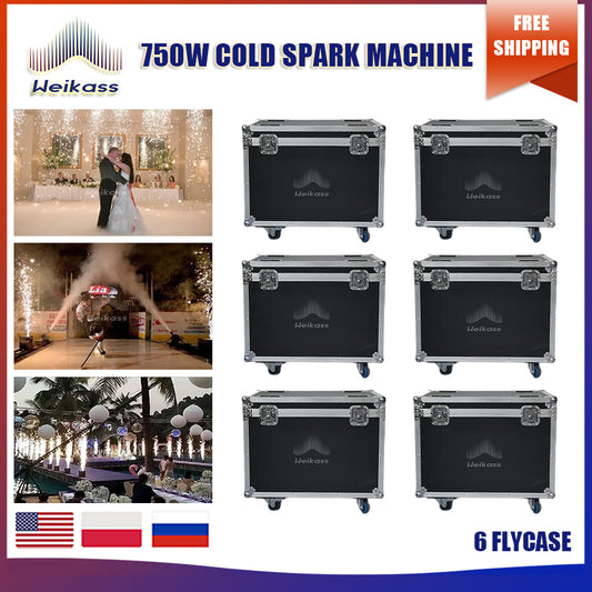 No Tax 6Pcs/lot 2In1 Flycases for Wedding  750W Downward Spark Fountain Dmx Indoor Fountatin Party Show Cold Firework Machine Stage Equipment