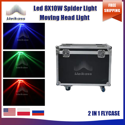 0 Tax 1 Flight Case For stage 8X10W LED Spider Light DMX512 LED Moving Head Light RGBW LED KTV Lamps