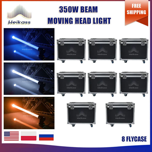 No Tax 8Pcs Flycases For 17R 350W Sharpy Moving Head Beam Wash Spot Stage Effect Light For DJ Disco DMX 17 Gobos 14 Colors