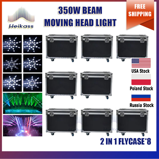 0 Tax 8Pcs Flight Case For Beam 350W 17r Moving Head Light With Rotating 8+16+24 Prism Stage Effect For DJ Parties Disco Club