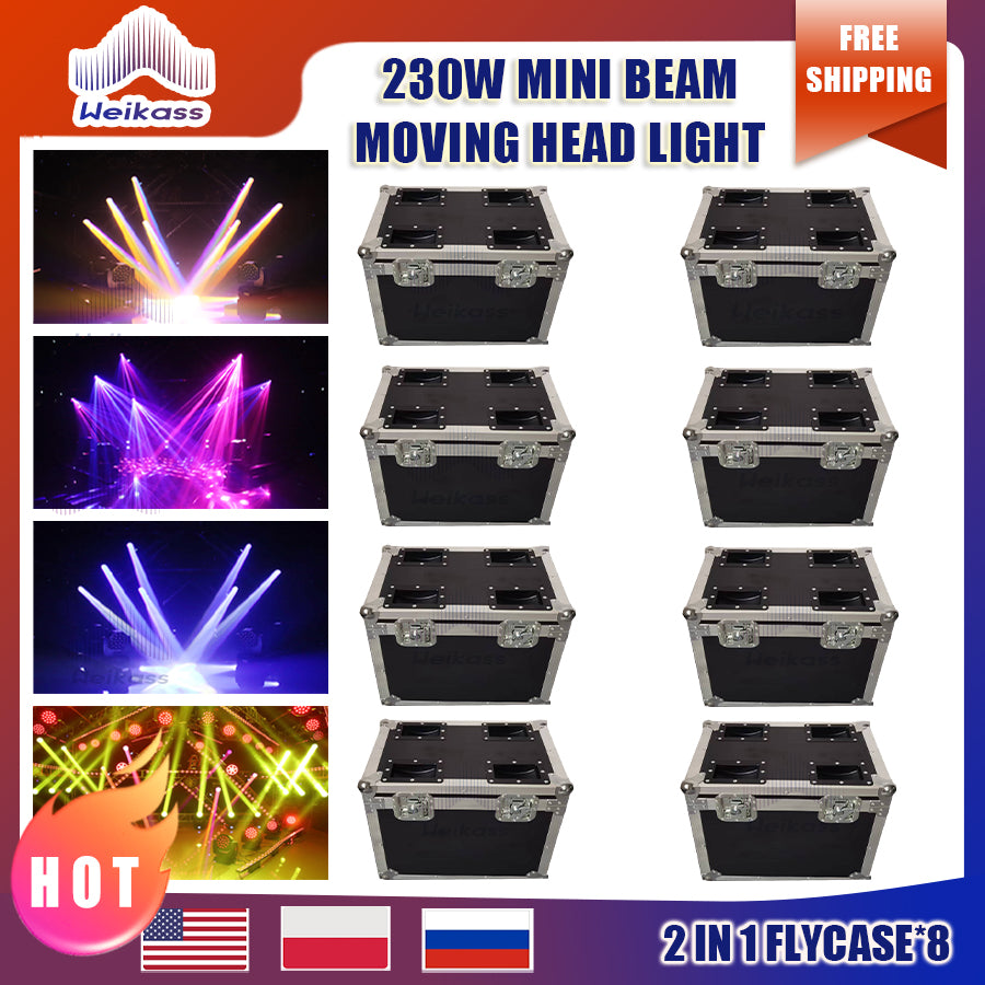 0 Tax 8Pcs Flightcases (no light) for Mini  230W 7R Light Lyre Moving Head Sharpy Beam for Party Disco DJ Stage Nightclub Show