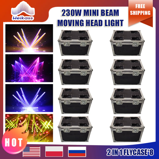 0 Tax 8Pcs Flightcases (no light) for Mini  230W 7R Light Lyre Moving Head Sharpy Beam for Party Disco DJ Stage Nightclub Show