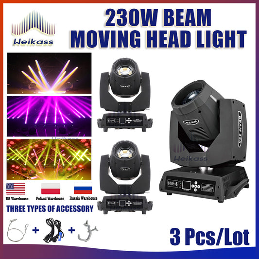 No Tax 3Pcs Stage Light 230W Moving Head Beam Stage Effect Professional DJ Lights For Dj Christmas Party Nightclub DMX Control