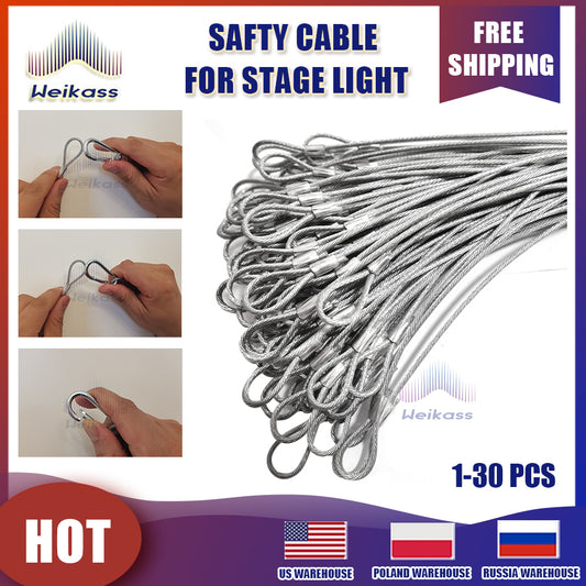 1-30 Cables Free Shipping Safety Cable Steel Wire Stage Light Safety Ropes Security Cable for Stage Moving Head Par Light