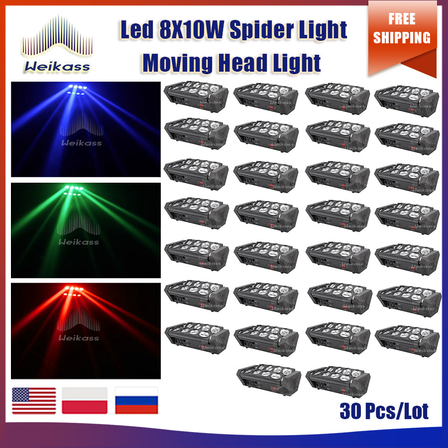 0 Tax 1-30Pcs LED 8x10W RGBW Moving Head Light LED Spider Beam Stage Lighting DMX 512 Spider Light Good for DJ Nightclub Party