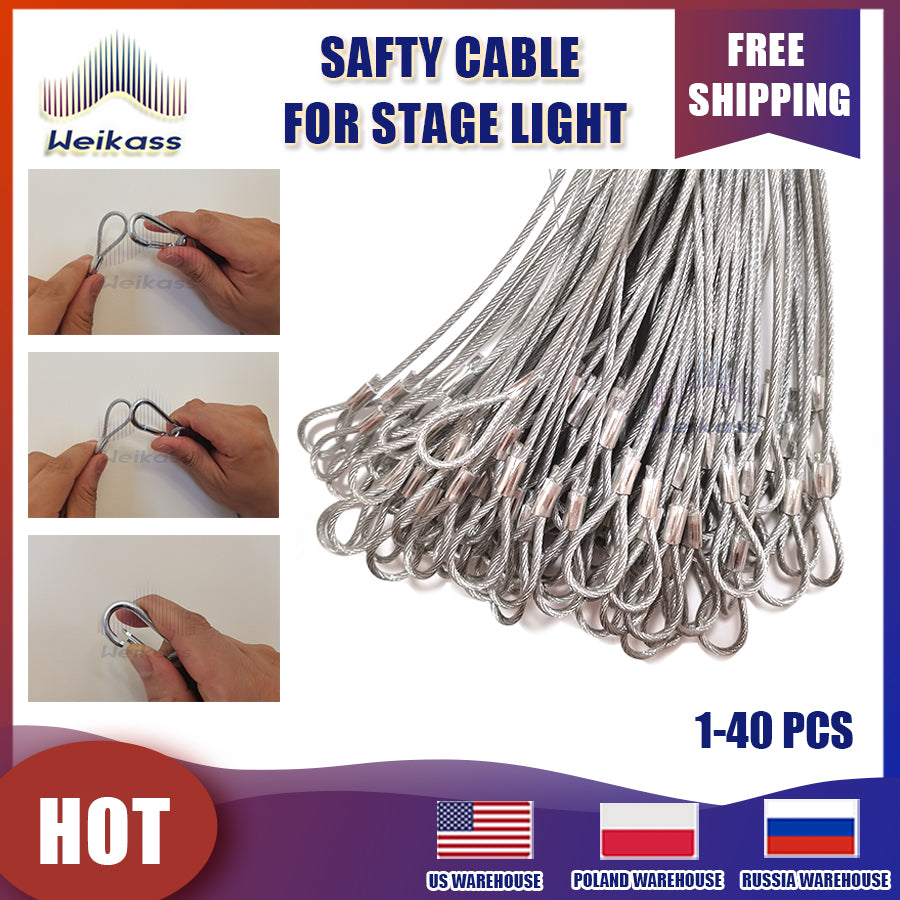 1-40 Cables Free Shipping Safety Ropes Security Cable Safety Cable Steel Wire Stage Light Equipment Led Bar Par Light Maximum Bearing Weight