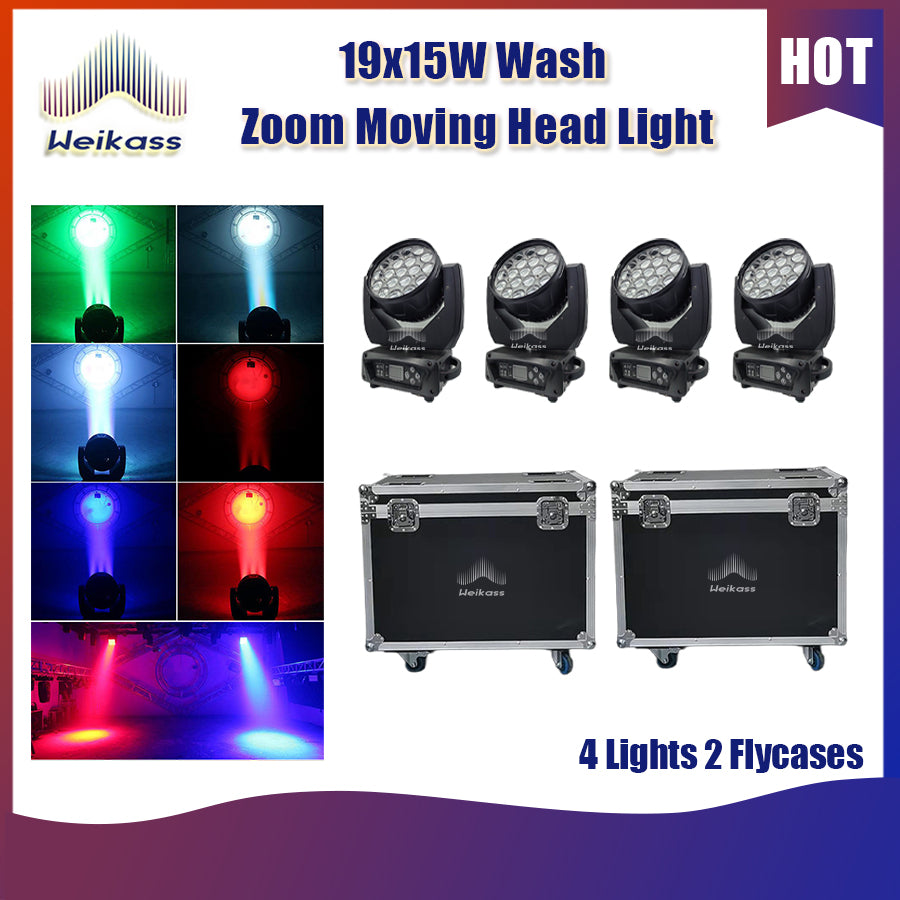 0 Tax 1-16Pcs19x15W Led Moving Head RGBW Beam Wash Zoom Moving Head Light DJ Stage Light Equipment Concert Productions Professionals Wedding