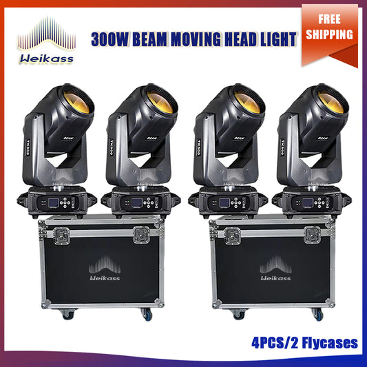 No Tax 4Pcs Pioneer Beam With Hook Sharpy 300W Moving Head Light Beam Stage Light DMX 512 Dj Disco Light With 2Pcs Flycases