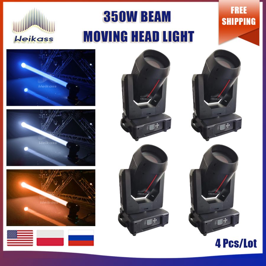 No Tax 4Pcs 17R 350W Beam Moving Head Performance Lights Multiple Colour DMX512 Controller For Stage DJ Disco Wedding Clubs