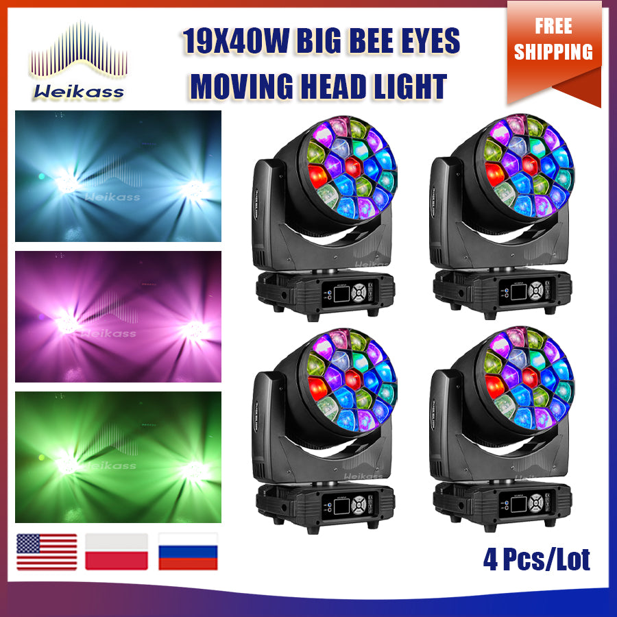 0 Tax 1-10Pcs LED Big Bees Eyes 19x40W Moving Head Led Laser Light For DJ Club Bar KTV Dance Stage Atmosphere Beam Disco Light