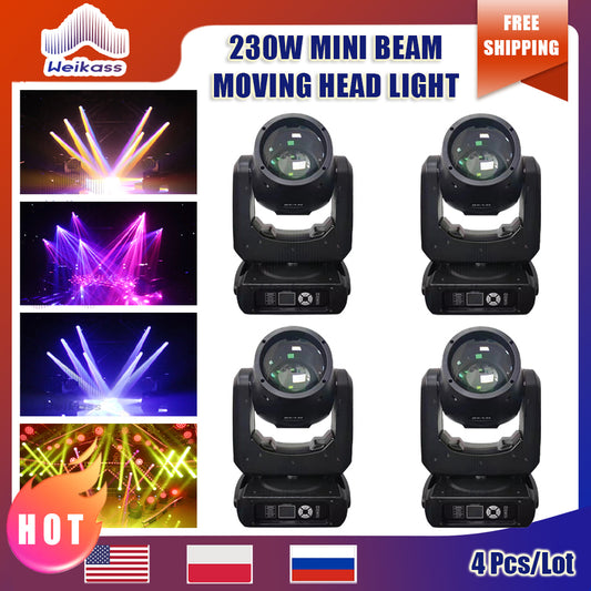 0 Tax 4Pcs Mini Beam 230W 7R Moving Head Light Professional Stage Lyre Sharpy Beam Lighting for Show Disco Dj Club Light Nightclub DMX