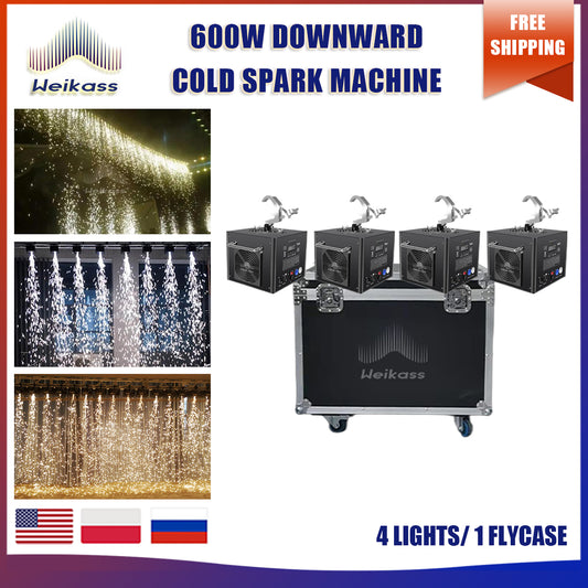 No Tax 4 PCS Waterfall 600W Cold Sparks Machine With Flight Case Option Sparkler Wedding Fireworks Cold Spark Machine