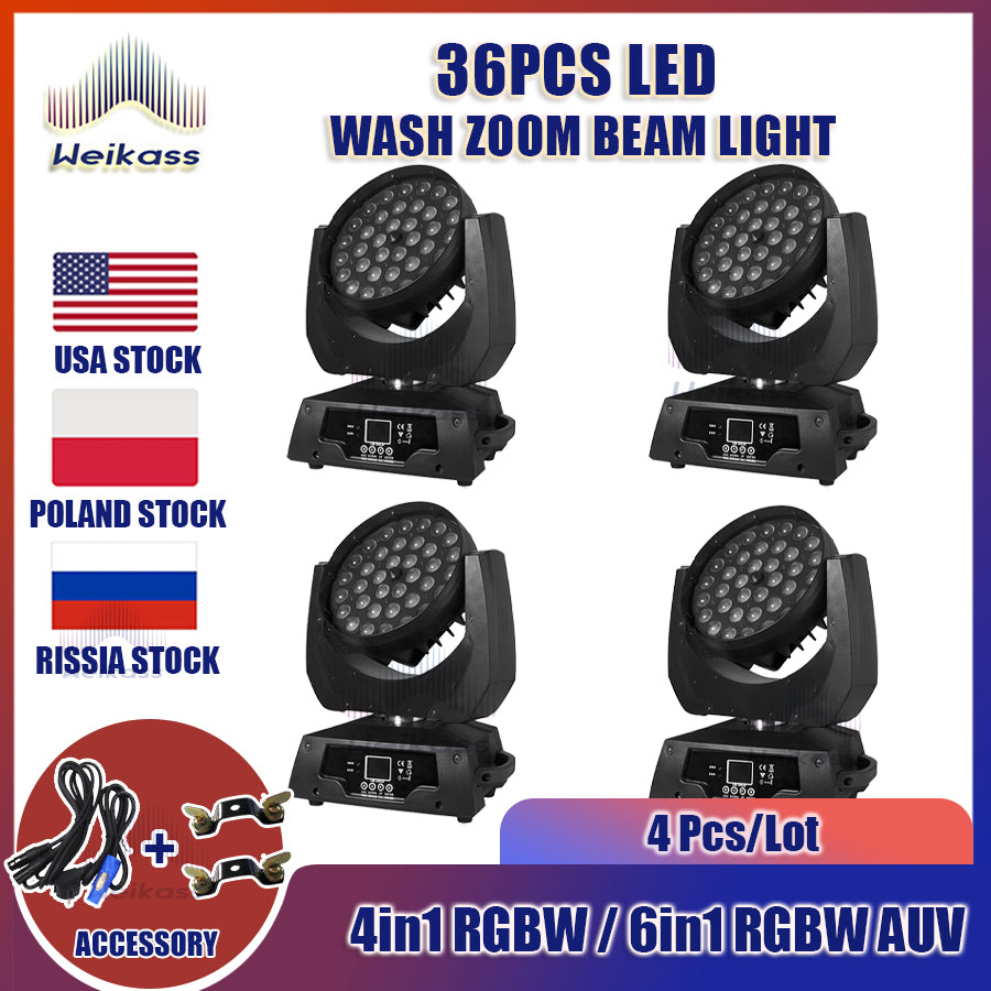 0 Tax 1-12pcs Lyre Zoom Wash Led 36x12w 4in1 With Hardcase Led Wash Zoom Moving Head Light 36x18W RGBWA+UV 6in1 Moving Head Wash