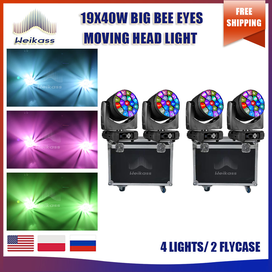 0 Tax 1-10Pcs LED Big Bees Eyes 19x40W Moving Head Led Laser Light For DJ Club Bar KTV Dance Stage Atmosphere Beam Disco Light