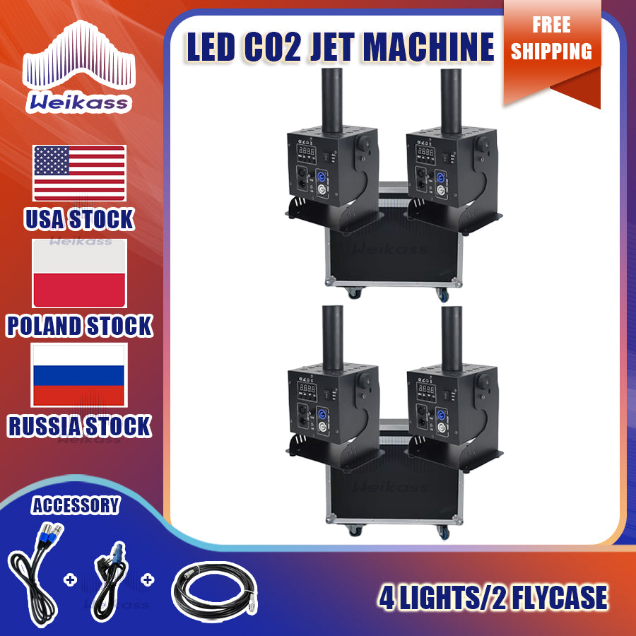 0 Tax 2 Flightcases With 4pcs 12x3w LED Co2 Machines DMX Control Co2 Jet Machine For Party DJ Disco Club Stage Effect Co2 Jet Cannon