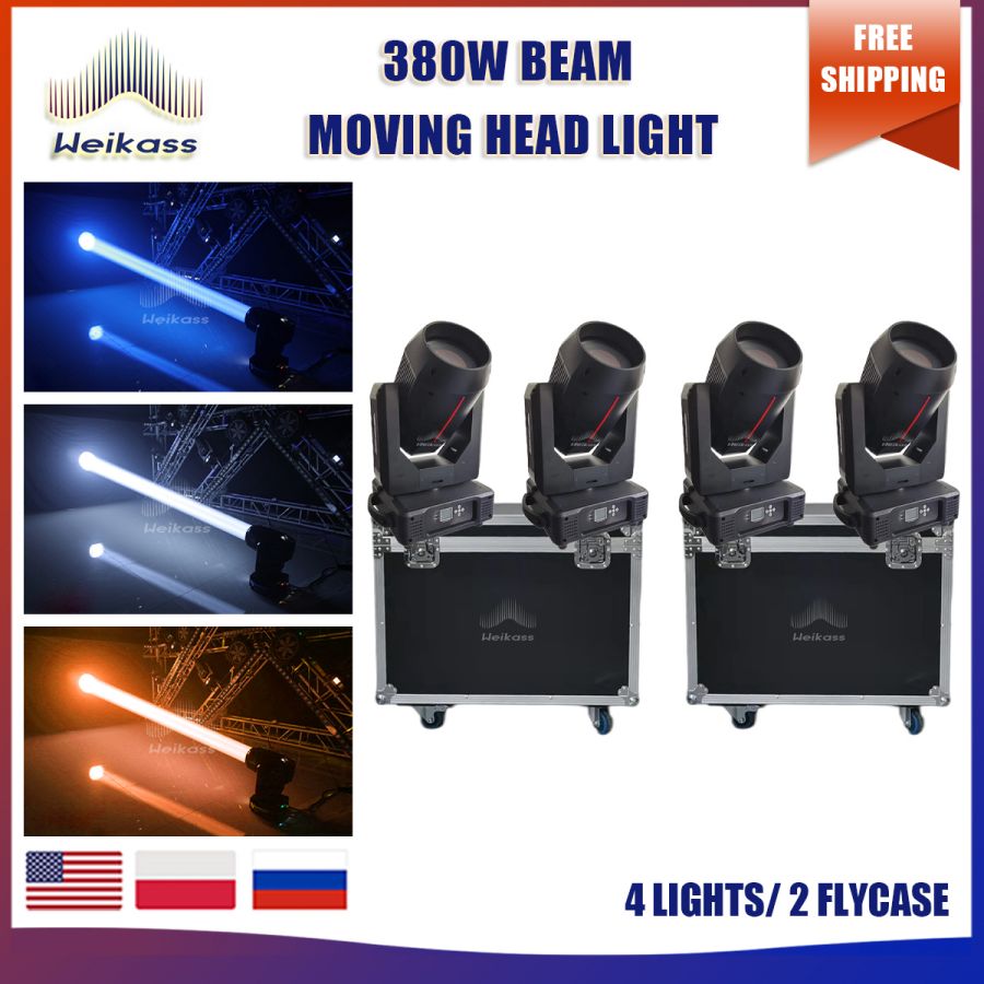 No Tax 4Pcs Moving Head Beam 18r Event Stage Light 380w 20R Moving Head Beam Light With 2Pcs Flycases Dj Effect