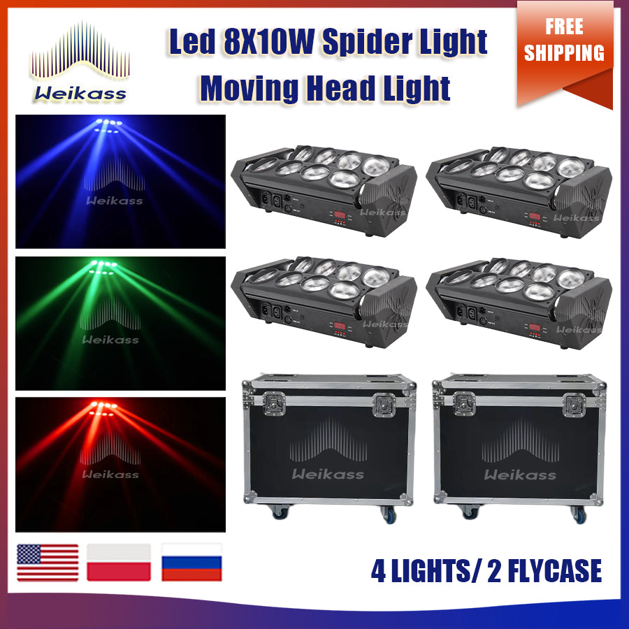 0 Tax 1-30Pcs LED 8x10W RGBW Moving Head Light LED Spider Beam Stage Lighting DMX 512 Spider Light Good for DJ Nightclub Party