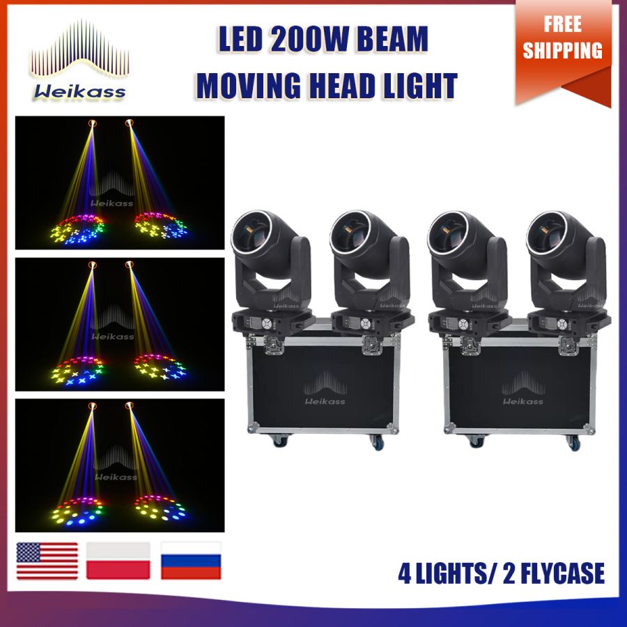 No Tax 1-10Pcs Lights 200W LED Moving Head Projector Beam LED Lights Bar Club Party Dance Dj Disco Dmx512 Christmas