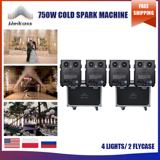 No Tax 2Road Cases With 4Pcs 750W New Sparklers Waterfall Fireworks Pyrotechnics Remote Dmx Control Cold Fire Machine Spark