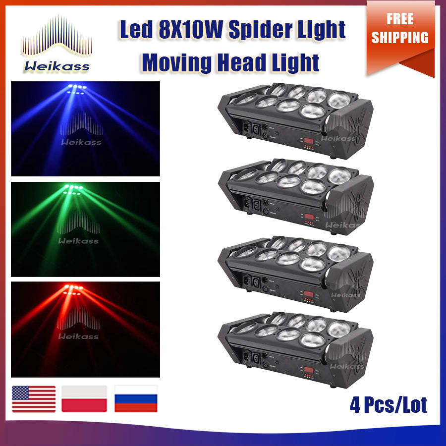 0 Tax 1-30Pcs LED 8x10W RGBW Moving Head Light LED Spider Beam Stage Lighting DMX 512 Spider Light Good for DJ Nightclub Party