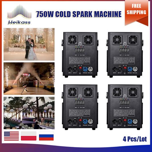 N0 Tax 4PcsNEW 750W Cold Spark Firework Machine Ti Powder DMX 512 Remote Control Fountain Sparkular Machine For Concert Wedding