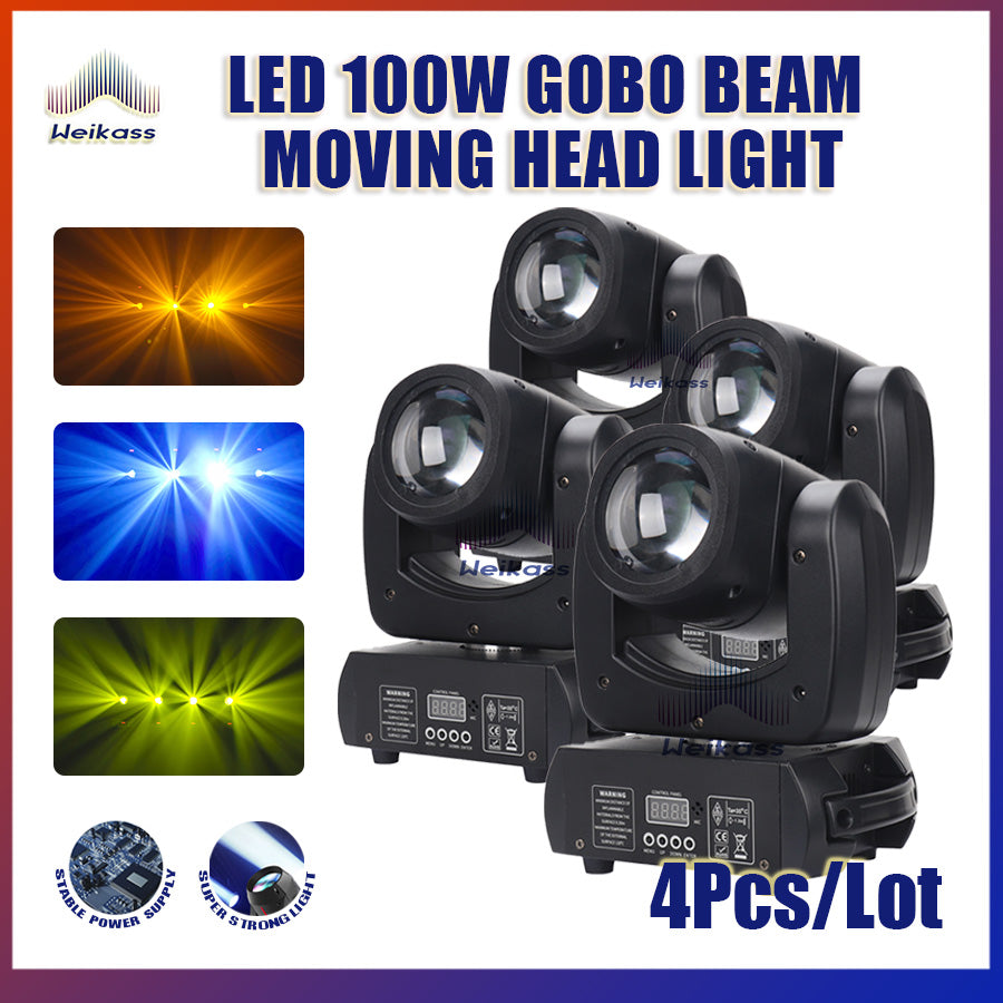 No Tax 4Pcs 100W LED Moving Head Stage Effect Lighting For Dj Disco Night Club Wedding Beam Spot Sharpy DMX Sound Modes Fixture