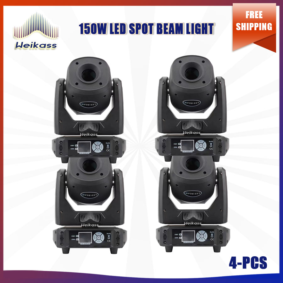 No Tax 4Pcs 150W LED Moving Head Stage Effect Lighting For Dj Disco Night Club Wedding Beam Spot Sharpy DMX Sound Modes Fixture