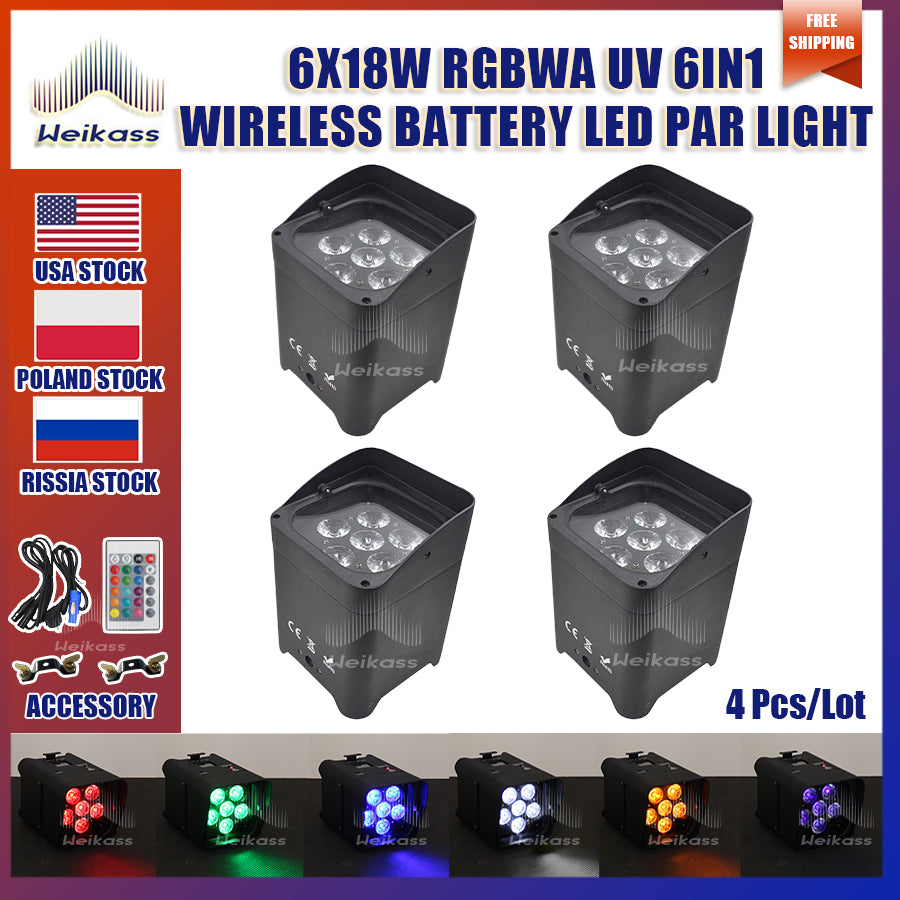 0 Tax 1-28Pcs Wireless Remote Control Wifi APP Smart LED Par 6x18W 6in1 RGBAW+UV Battery Lighting Disco DJ Stage Party Nightclub