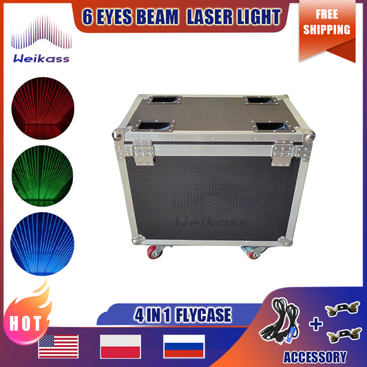 No Tax 1x Flycase For 6 Eyes Moving Head Laser Light  Stage Light Effect  DMX512 For Club KTV Disco DJ Party Lighting Pattern Holiday Lamp