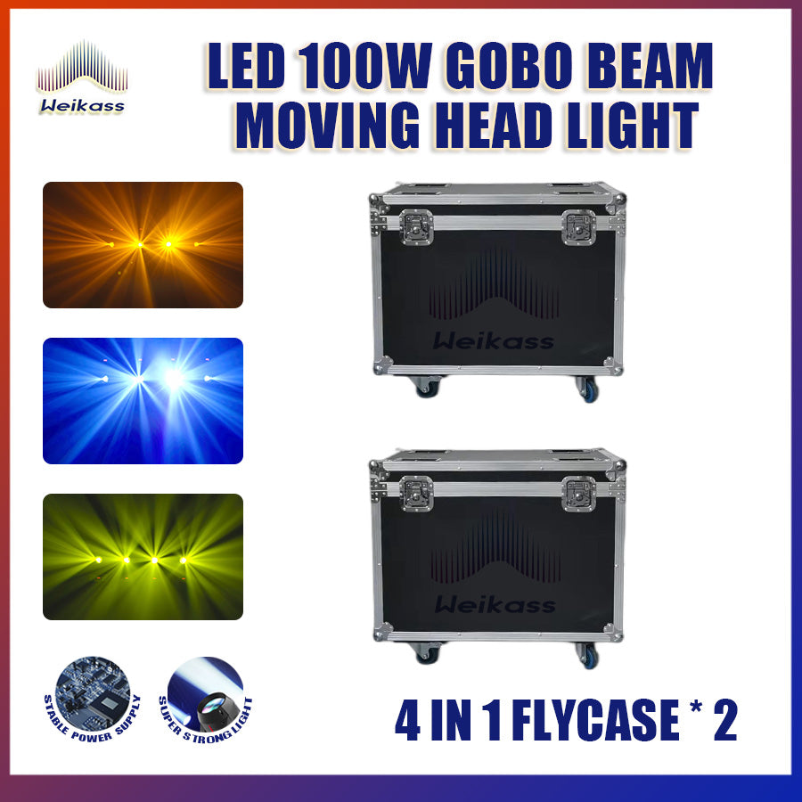 No Tax 2x Flycase For LED 100W Beam Gobo Moving Head Stage Light Effect 18 Prism DMX512 For Club KTV Disco DJ Party Lighting Pattern Holiday Lamp