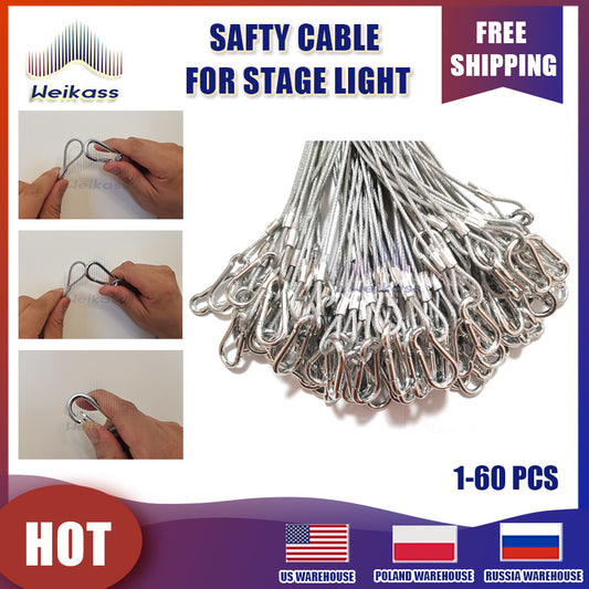 1-60 Cables Free Shipping Length Rope Stage Light Safety Cable Steel Wire For Disco Light LED Moving Head Par Light Effect DJ Equipment Protection