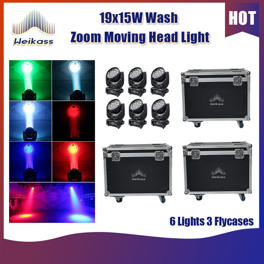 0 Tax 1-16Pcs19x15W Led Moving Head RGBW Beam Wash Zoom Moving Head Light DJ Stage Light Equipment Concert Productions Professionals Wedding