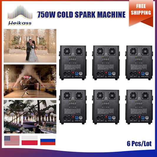 6PCS  /Lot 750W Cold Spark Stage Machine DMX Remote Control Spark Fountain Sparkular Machine For Wedding DJ Show Stage Performance