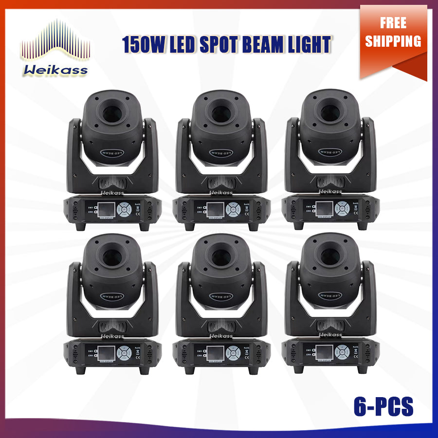 No Tax 6Pcs Moving Head Beam 2r Spot Lyre 150W LED Stage Pattern Light DMX Control with 6Interchargeable Indexed Rotating Gobos Super Bright DJ Disco