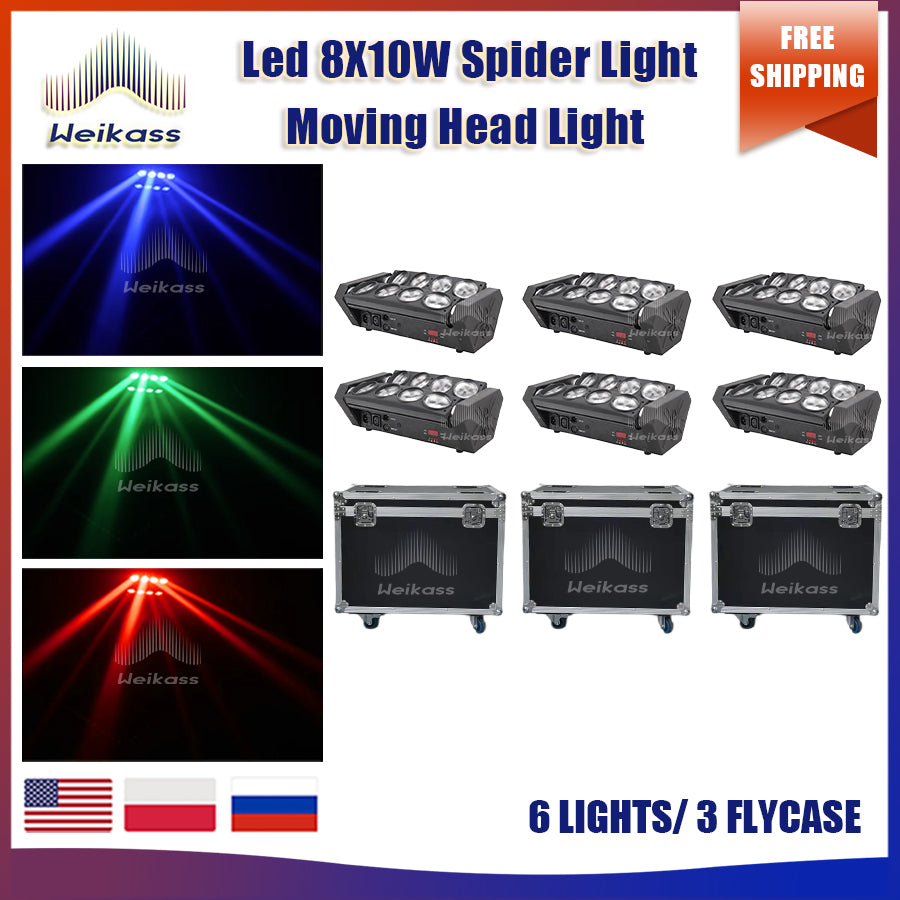 0 Tax 1-30Pcs LED 8x10W RGBW Moving Head Light LED Spider Beam Stage Lighting DMX 512 Spider Light Good for DJ Nightclub Party