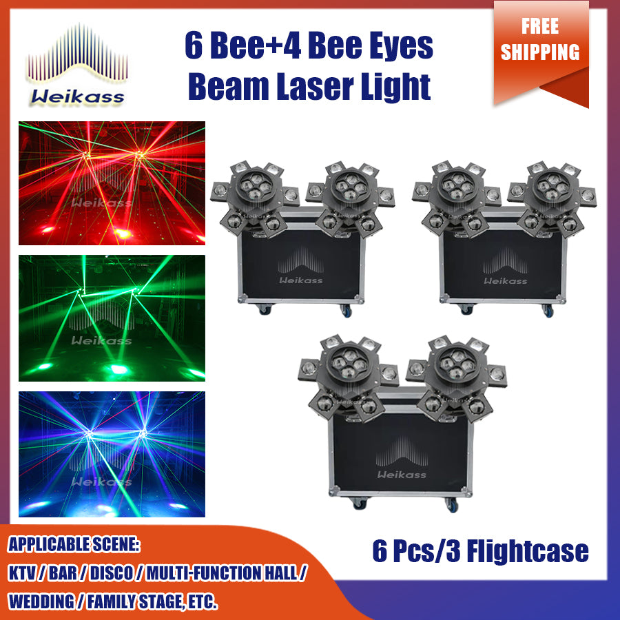 0 Tax 1-10 New Bee Eye Laser 6 Arms Beam Led RGBW Moving Head Light With DMX Control For Disco Party Christmas Recommend