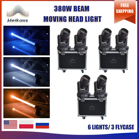 No Tax 6Pcs Professional Stage Light moving heads beam 20R 380w Beam Moving Head Event With 3Pcs Flycases For Show Night Club Dj Lighting