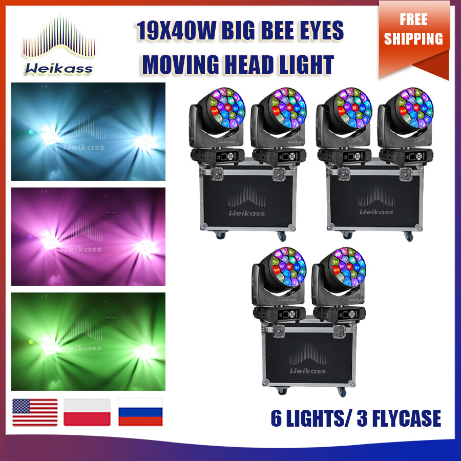 0 Tax 1-10Pcs LED Big Bees Eyes 19x40W Moving Head Led Laser Light For DJ Club Bar KTV Dance Stage Atmosphere Beam Disco Light