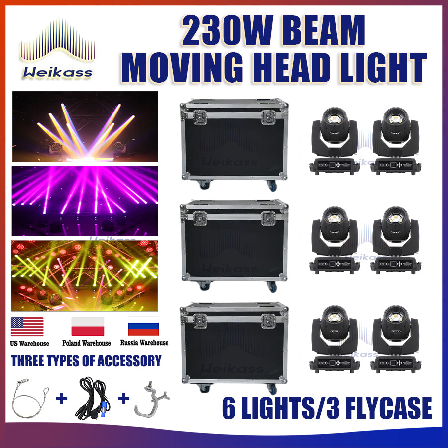 No Tax 1-12Pcs Professional DJ Light 230W Beam Moving Head Light High Definition Lens Big Beam Stage Light DMX Fixture