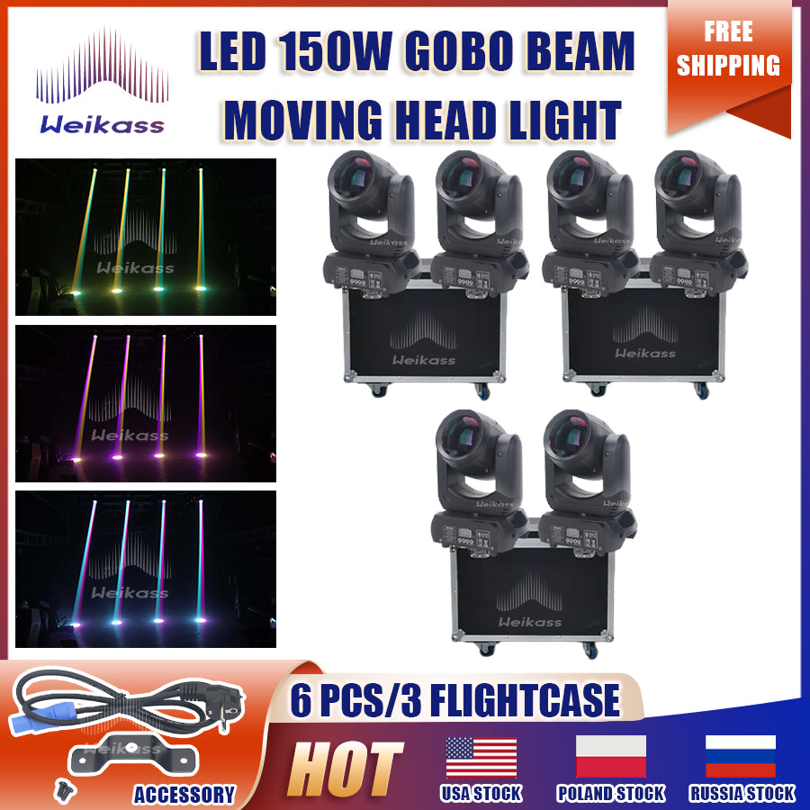 No Duty 1-12Pcs Mini 150W LED Beam Spot Light 6+12 Rotating Prism Moving Head Light For DJ Bar Disco Party Club Stage Effect Lighting