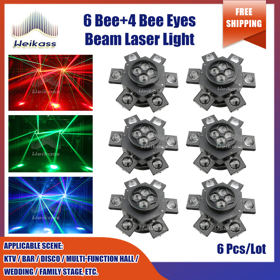 0 Tax 1-10 New Bee Eye Laser 6 Arms Beam Led RGBW Moving Head Light With DMX Control For Disco Party Christmas Recommend